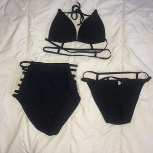 Black caged/ cutout bikini